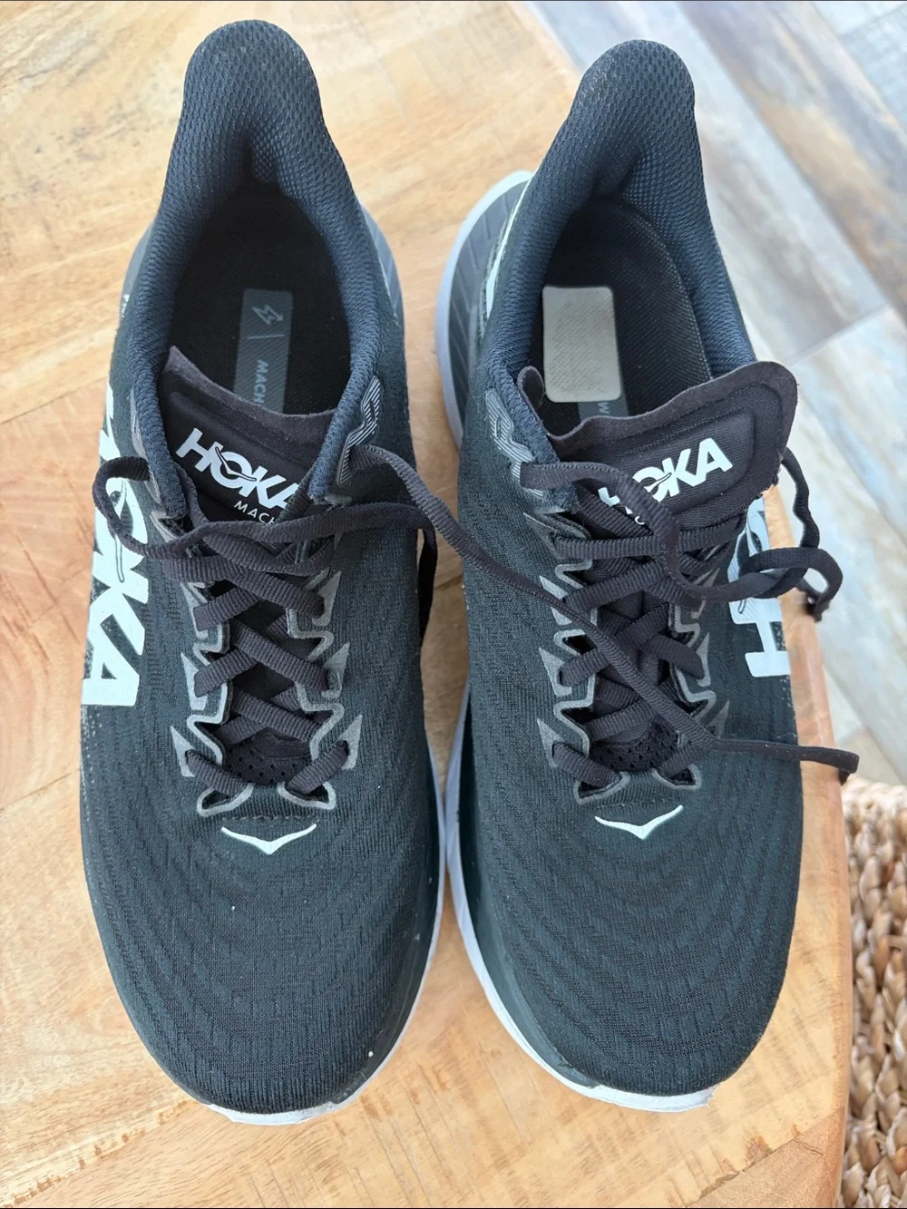 Hoka Men's Black and White Mach 5 Running Shoes